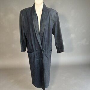 G III Global Identity Blue Vintage Double Breasted Maxi Trench Coat Size Medium